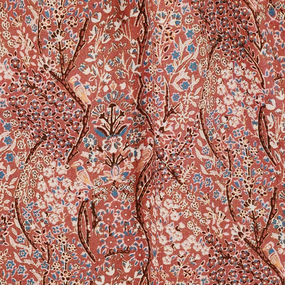 PAIGE Tiered Maxi Dress M Brick Red Multi Floral Smocked Ruffle Festival Prairie - Picture 6 of 13
